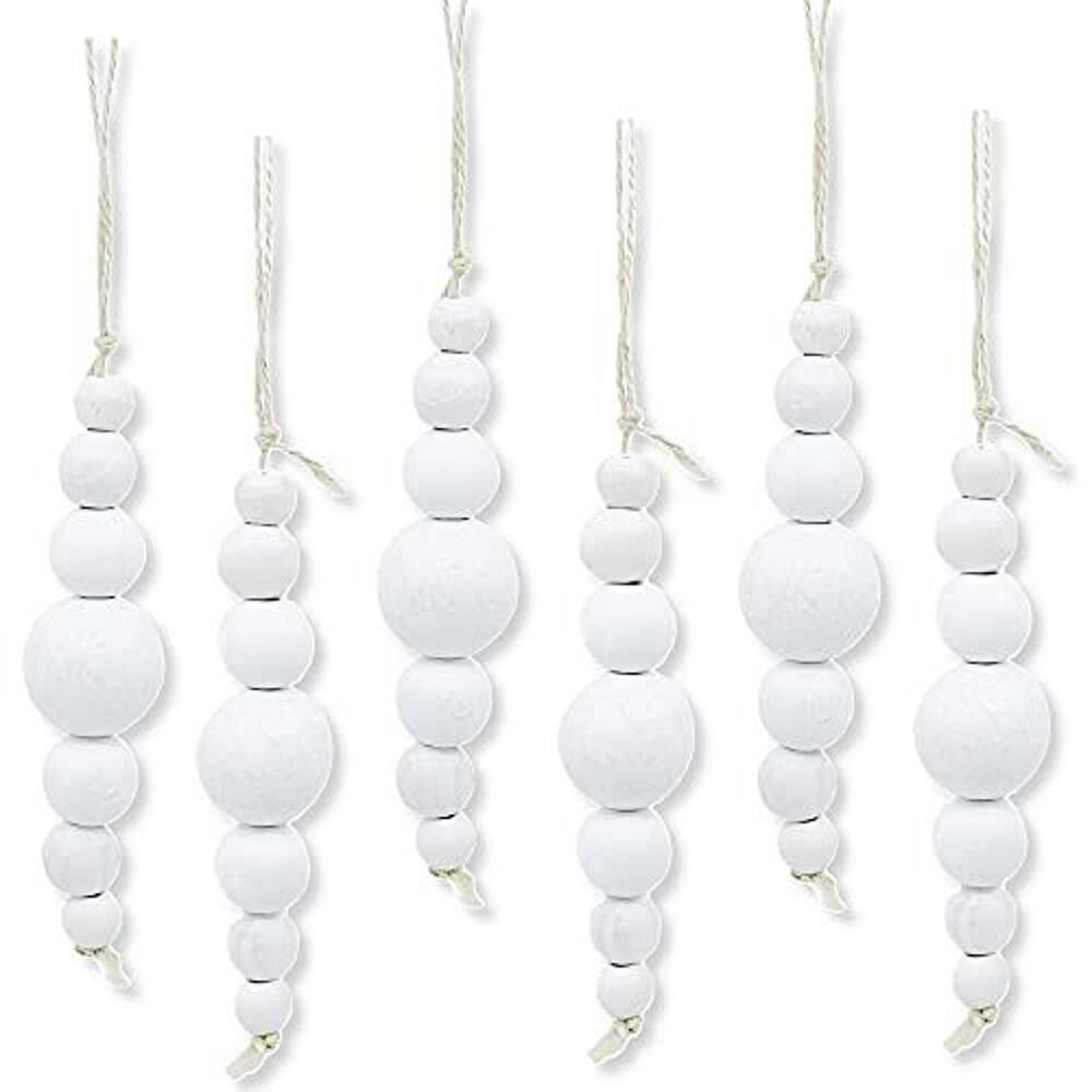 Wood Bead Ornaments - Set of 5 Christmas Tree Ornaments